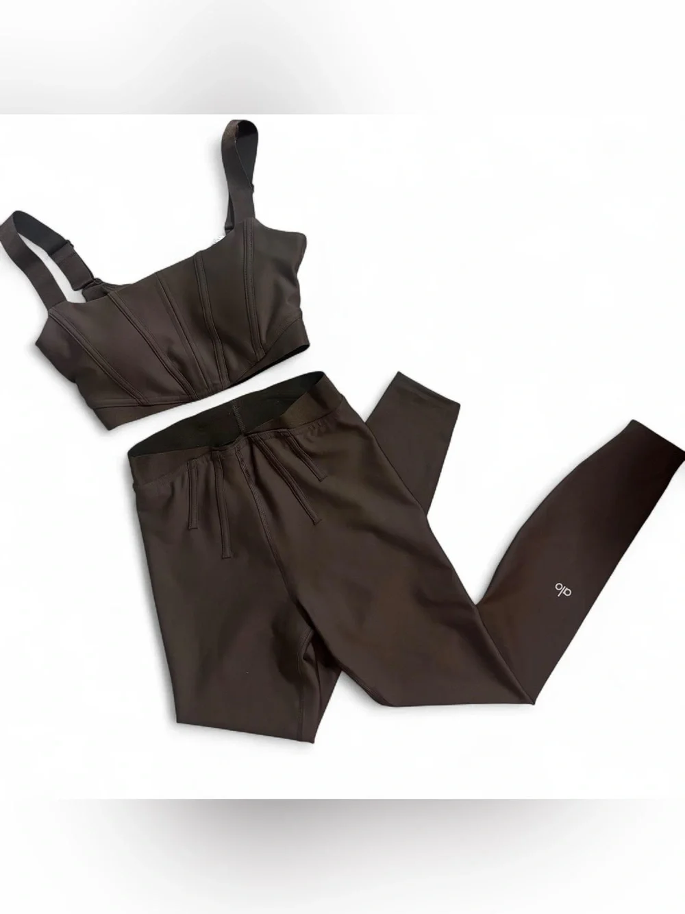 Alo Espresso Brown Corset Set Bra Airlift Legging Size XS/XXS